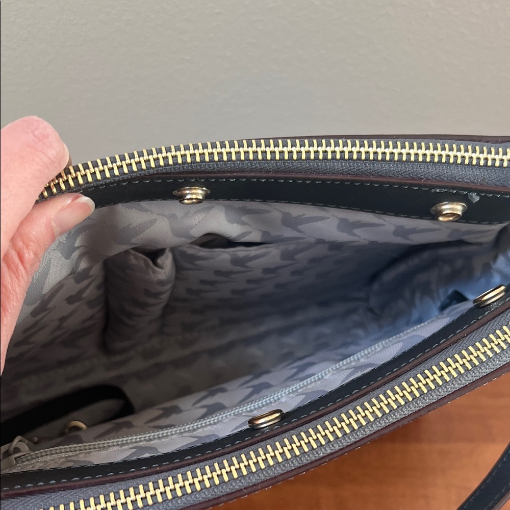 Lo & Sons Pearl Convertible Crossbody Saffiano Leather Shoulder Bag Dark Grey - Picture 5 of 13